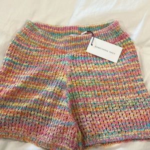 Something Navy- colorful crochet shorts